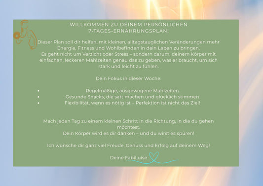 7-Tage Ernährungsplan zum Abnehmen – einfache, alltagstaugliche Rezepte | Fabiluise Coaching PDF