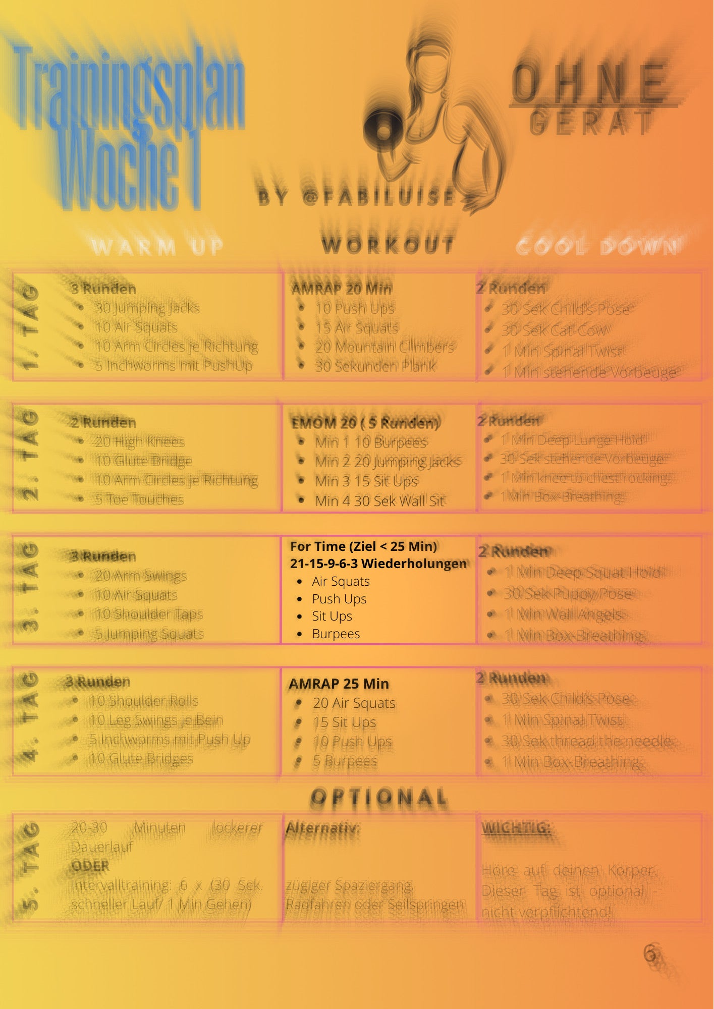 4-Wochen-Trainingsplan